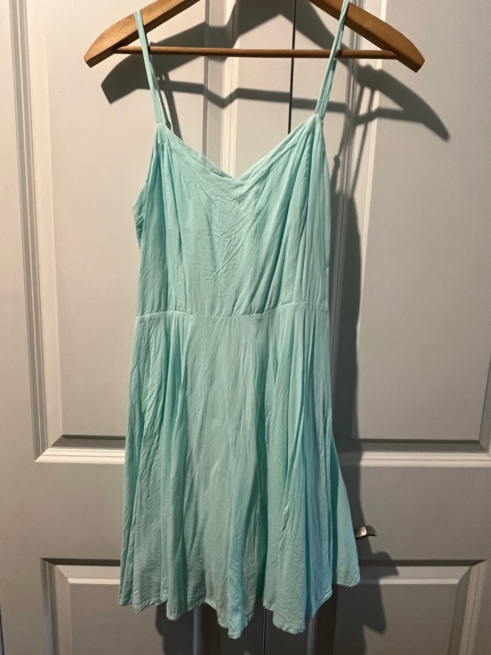Talula Light Aqua Fit and Flare Spaghetti-Strap Mini Skater Dress XS
